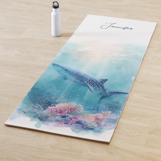 Custom Name Whale Shark Ocean Coral Reef  Yogamatte (Beispiel)