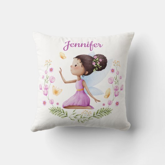 Custom Name Whimsical Nursery Fairy Pillow Kissen (Rückseite)