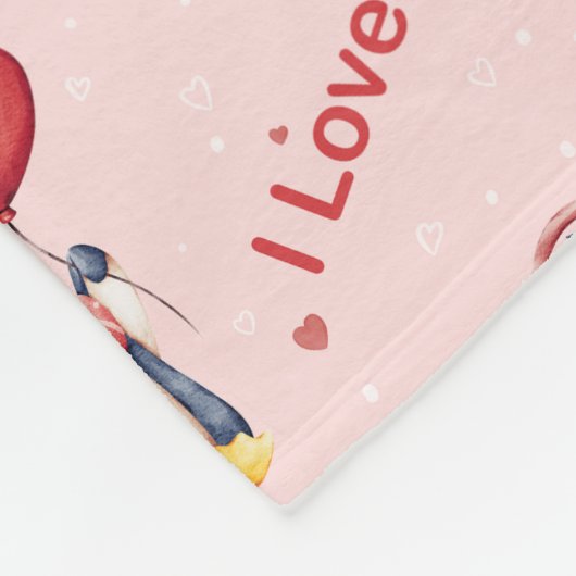 Custom Name Whimsical Penguin Kids Fleece Blanket (Ecke)