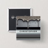 Custom Name With Dripping Liquid Metal Button (Vorne & Hinten)