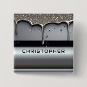 Custom Name With Dripping Liquid Metal Button (Vorderseite)
