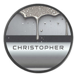 Custom Name With Dripping Liquid Metal Eishockey Puck
