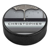 Custom Name With Dripping Liquid Metal Eishockey Puck (3/4)