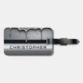 Custom Name With Dripping Liquid Metal Gepäckanhänger (Rückseite horizontal)