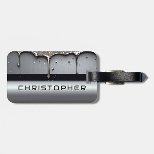 Custom Name With Dripping Liquid Metal Gepäckanhänger (Rückseite horizontal)