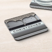 Custom Name With Dripping Liquid Metal Getränkeuntersetzer (Linke Seite)
