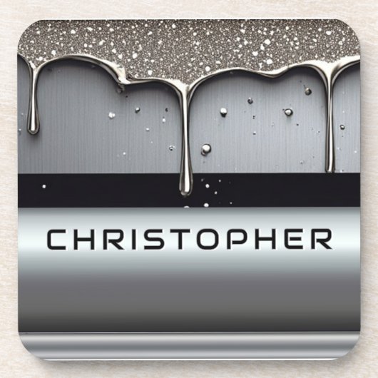 Custom Name With Dripping Liquid Metal Getränkeuntersetzer (Vorderseite)
