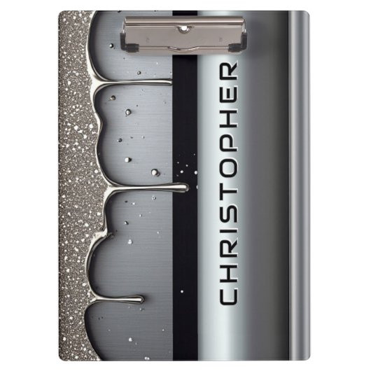 Custom Name With Dripping Liquid Metal Klemmbrett (Vorderseite)