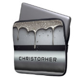 Custom Name With Dripping Liquid Metal Laptopschutzhülle (Vorderseite Links)