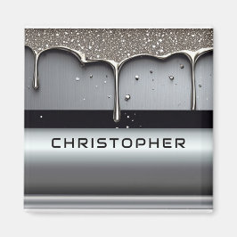 Custom Name With Dripping Liquid Metal Magnet