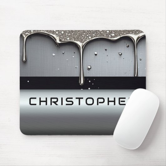 Custom Name With Dripping Liquid Metal Mousepad (Mit Mouse)