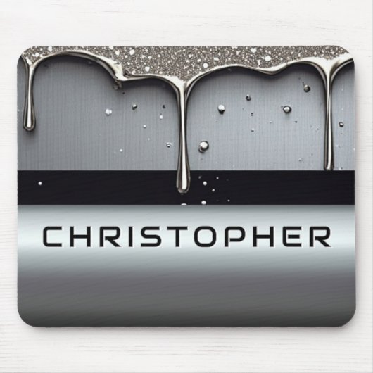 Custom Name With Dripping Liquid Metal Mousepad (Vorne)