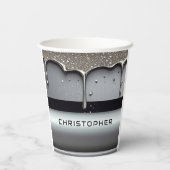 Custom Name With Dripping Liquid Metal Pappbecher (Rückseite)