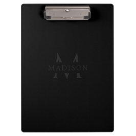 Custom Name with Monogram Black Professional Klemmbrett