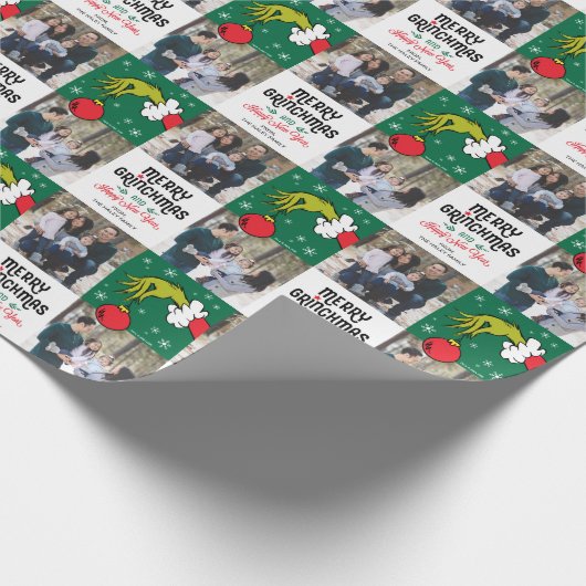 Custom Name with Photo - The Grinch Geschenkpapier (Ecke)
