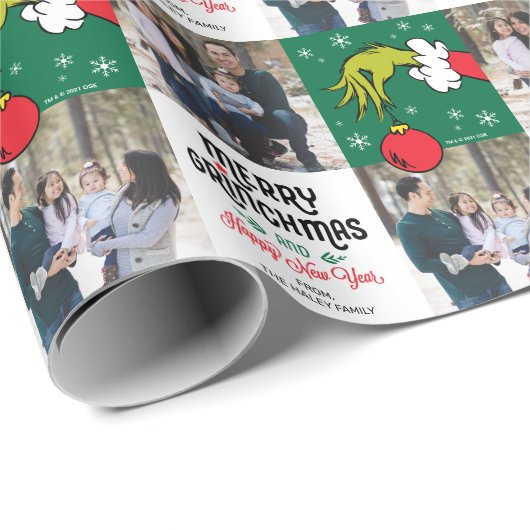 Custom Name with Photo - The Grinch Geschenkpapier (Rolleneckpunkt)