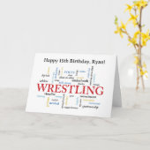 Custom Name Wrestling Birthday Word Cloud Karte (Gelbe Blume)