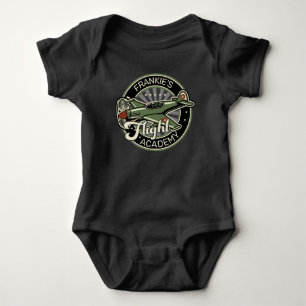 Custom NAME WWII Military Fighter War Plane Retro Baby Strampler
