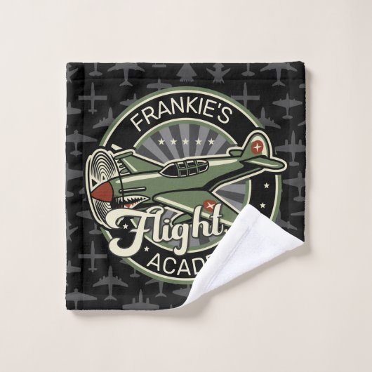 Custom NAME WWII Military Fighter War Plane Retro Badhandtuch Set (Waschlappen)
