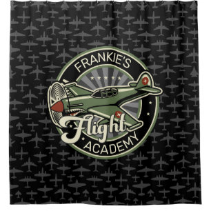 Custom NAME WWII Military Fighter War Plane Retro Duschvorhang
