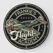 Custom NAME WWII Military Fighter War Plane Retro Große Wanduhr (Vorderseite)
