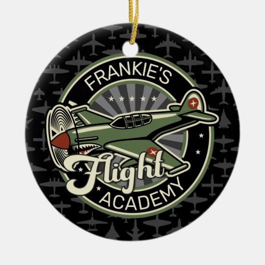 Custom NAME WWII Military Fighter War Plane Retro Keramik Ornament (Vorne)