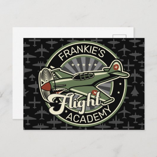 Custom NAME WWII Military Fighter War Plane Retro Postkarte (Vorne/Hinten)