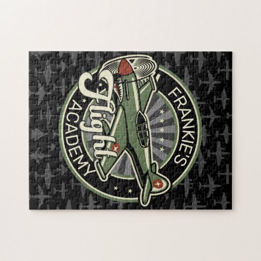 Custom NAME WWII Military Fighter War Plane Retro Puzzle (Horizontal)