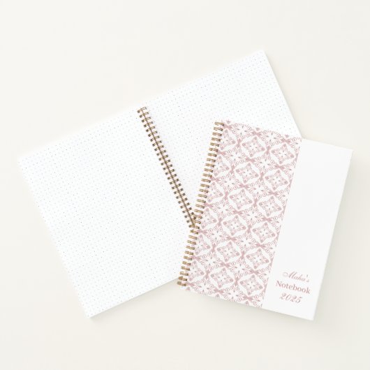 Custom Name & Year Dusty Rose Vector Pattern Notizblock (Innenseite)
