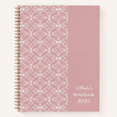 Custom Name & Year Dusty Rose Vector Pattern Notizblock (Vorderseite)