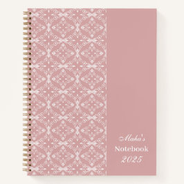 Custom Name & Year Dusty Rose Vector Pattern Notizblock