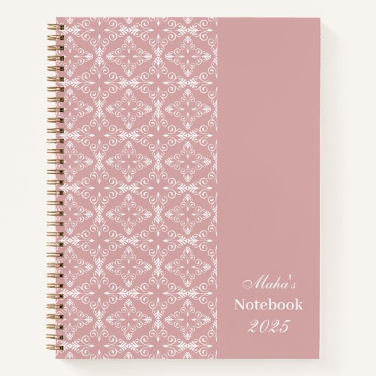 Custom Name & Year Dusty Rose Vector Pattern Notizblock (Vorderseite)