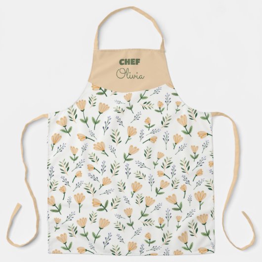 Custom Name Yellow Floral Schürze (Vorderseite)