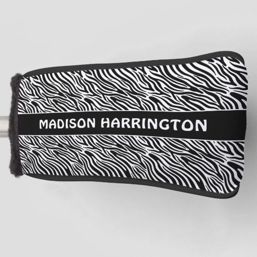 Custom Name Zebra Pattern Golf Headcover (Vorderseite)