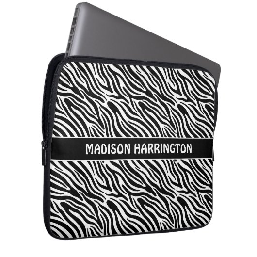Custom Name Zebra Pattern Laptopschutzhülle (Vorne Rechts)