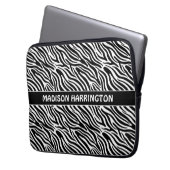 Custom Name Zebra Pattern Laptopschutzhülle (Vorderseite Links)