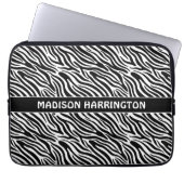 Custom Name Zebra Pattern Laptopschutzhülle (Vorderseite)