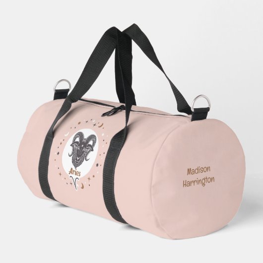 Custom Name Zodiac Sign Aries Duffle Bag (Linke Seite)