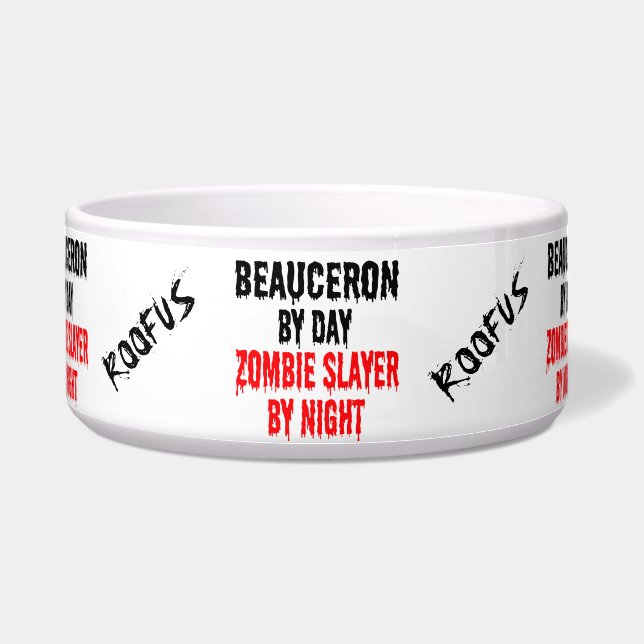Custom Named Beauceron Dog Zombie Joke Food Bowl Napf (Vorderseite)