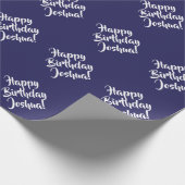 Custom Named Happy Birthday Blue #26235C Geschenkpapier (Ecke)