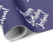 Custom Named Happy Birthday Blue #26235C Geschenkpapier (Rolleneckpunkt)