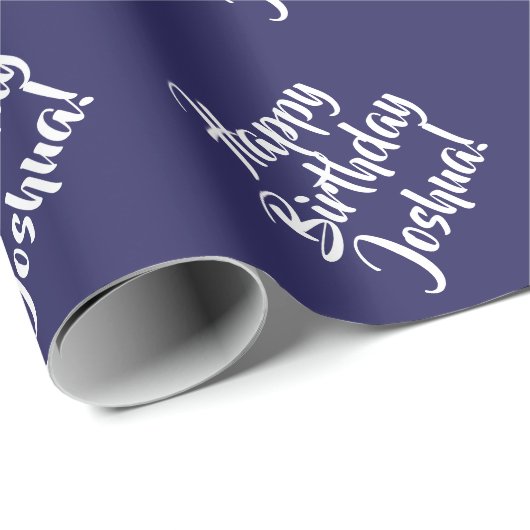 Custom Named Happy Birthday Blue #26235C Geschenkpapier (Rolleneckpunkt)