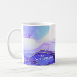 Custom Named Violet Blue Orange Alcohol Ink Art Kaffeetasse