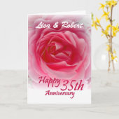 CUSTOM NAMES - 35th Anniversary with Pink Rose Karte (Gelbe Blume)