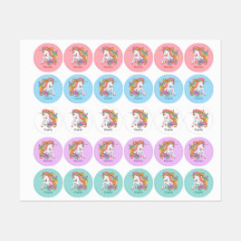 Custom Names Colorful Unicorn Etiketten