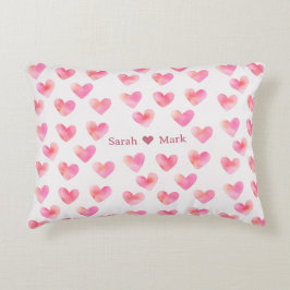 Custom Names Romantic Pink Love Design -  Dekokissen