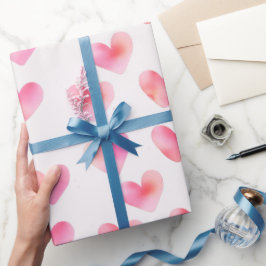 Custom Names Romantic Pink Love Design -  Geschenkpapier