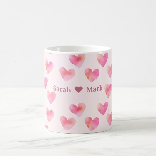 Custom Names Romantic Pink Love Design - Kaffeetasse (Mittel)