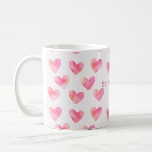 Custom Names Romantic Pink Love Design -  Kaffeetasse (Links)