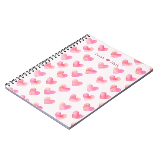Custom Names Romantic Pink Love Design -  Notizblock (Linke Seite)